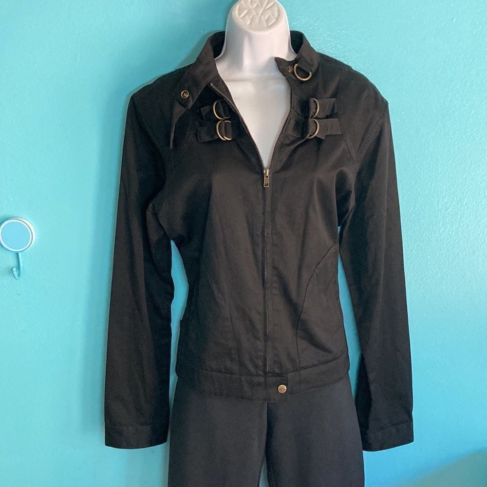 Sass & Bide Black Fitted Zip Up Cotton Jacket Womens Size 42 Fits M 6/8